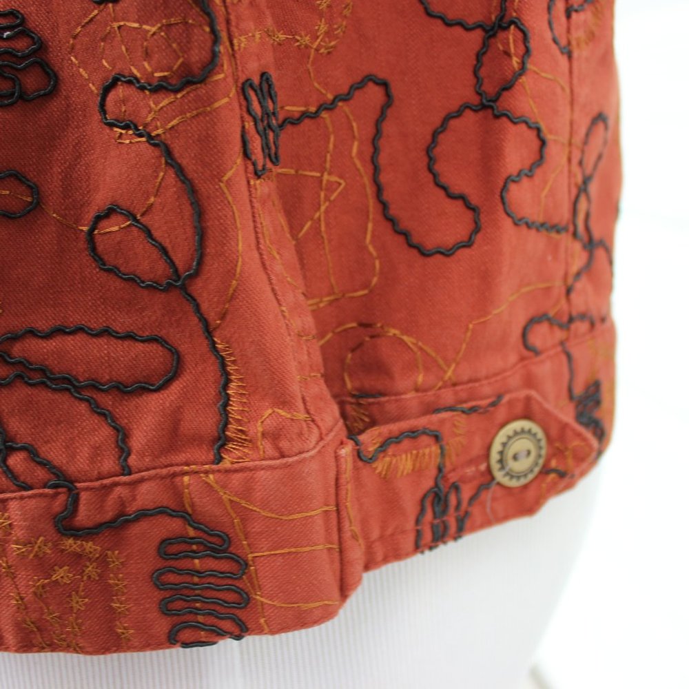 Ruby Rd. Burnt Orange Abstract Embroidered Jacket - Picture 11 of 15